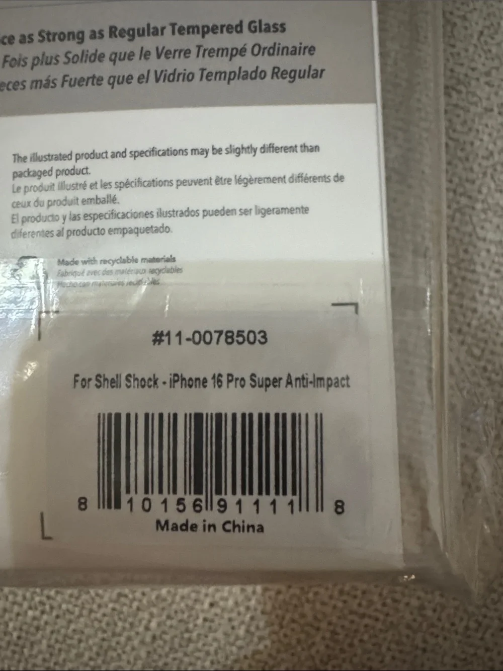 Pack of 10 Shell Shock Tempered Glass Screen Protector for iPhone 16 Pro - Clear